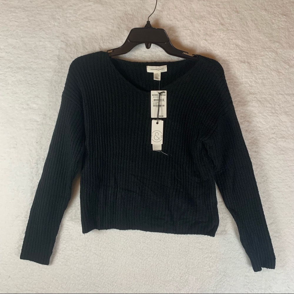 Treasure & Bond Kids' Boxy Rib Sweater Black XL Girls NWT 4744